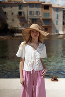 Blouse blanche femme été à nouer Amber