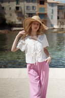 Blouse blanche femme été à nouer Amber