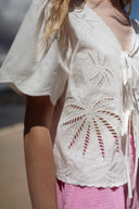 Blouse blanche femme été à nouer Amber