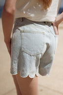 Short en jean alvéole femme bleu ciel été tendance Guilio