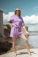 T.shirt et short été femme en éponge ensemble violet Peyton