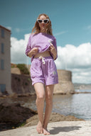 T.shirt et short été femme en éponge ensemble violet Peyton