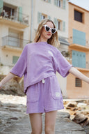 T.shirt et short été femme en éponge ensemble violet Peyton