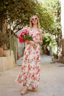 Robe longue dos nu femme été fleurs Adelaide cérémonie