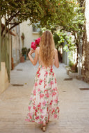 Robe longue dos nu femme été fleurs Adelaide cérémonie