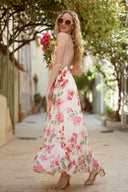 Robe longue dos nu femme été fleurs Adelaide cérémonie