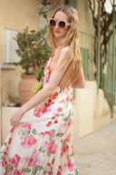 Robe longue dos nu femme été fleurs Adelaide cérémonie