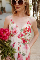 Robe longue dos nu femme été fleurs Adelaide cérémonie