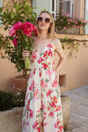 Robe longue dos nu femme été fleurs Adelaide cérémonie