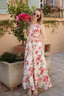 Robe longue dos nu femme été fleurs Adelaide cérémonie