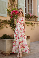 Robe longue dos nu femme été fleurs Adelaide cérémonie