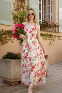 Robe longue dos nu femme été fleurs Adelaide cérémonie