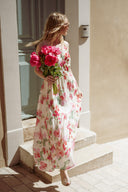 Robe longue dos nu femme été fleurs Adelaide cérémonie