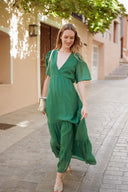 Robe longue femme été tendance verte cérémonie dos nu Ma collection capsule