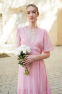 Robe longue femme été tendance rose cérémonie dos nu Ma collection capsule