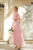 Robe longue femme été tendance rose cérémonie dos nu Ma collection capsule