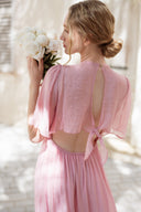 Robe longue femme été tendance rose cérémonie dos nu Ma collection capsule