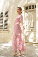 Robe longue femme été tendance rose cérémonie dos nu Ma collection capsule