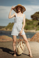 Combishort rayée femme été bleu ciel Lily