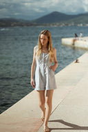 Combishort rayée femme été bleu ciel Lily