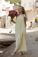 Robe longue été femme gaze de coton bohème jaune pale Nina