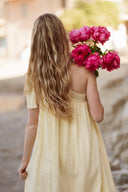 Robe longue été femme gaze de coton bohème jaune pale Nina