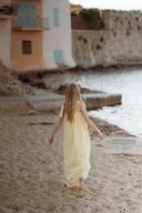 Robe longue été femme gaze de coton bohème jaune pale Nina