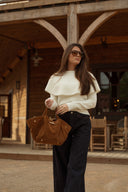 Pull grand col écru femme hiver abel