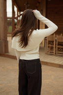 Pull grand col écru femme hiver abel