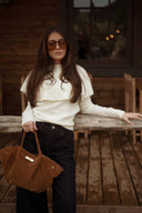 Pull grand col écru femme hiver abel