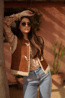 Veste sans manches effet daim camel intérieur fourré femme hiver tendance mode Julia