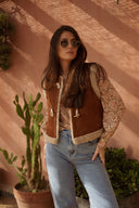 Veste sans manches effet daim camel intérieur fourré femme hiver tendance mode Julia