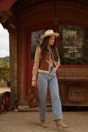 Veste sans manches effet daim camel intérieur fourré femme hiver tendance mode Julia