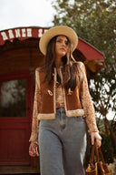 Veste sans manches effet daim camel intérieur fourré femme hiver tendance mode Julia