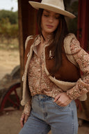 Veste sans manches effet daim camel intérieur fourré femme hiver tendance mode Julia