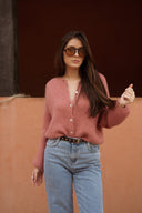 Gilet femme hiver vieux rose tendance Nino doux et chaud