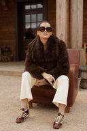 Veste fausse fourrure femme marron hiver tendance pas chère Constance