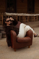 Veste fausse fourrure femme marron hiver tendance pas chère Constance