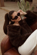 Veste fausse fourrure femme marron hiver tendance pas chère Constance