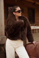 Veste fausse fourrure femme marron hiver tendance pas chère Constance