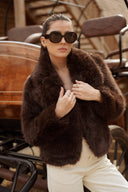 Veste fausse fourrure femme marron hiver tendance pas chère Constance