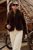 Veste fausse fourrure femme marron hiver tendance pas chère Constance