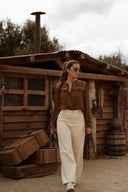 Chemise kaki femme hiver brodée manches longues béryl