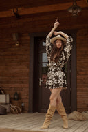 Combishort tendance hiver femme kaki oversize manches longues Féroé