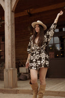 Combishort tendance hiver femme kaki oversize manches longues Féroé