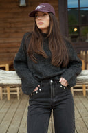 Pull gris foncé hiver femme chaud et doux oversize Sohan