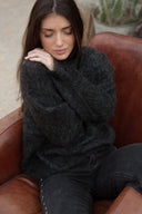 Pull gris foncé hiver femme chaud et doux oversize Sohan