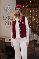 Gilet sans manches vintage polaire bordeaux hiver femme Ambroise American