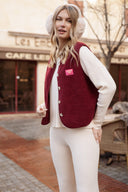 Gilet sans manches vintage polaire bordeaux hiver femme Ambroise American