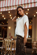 Gilet sans manches blanc cassé femme oversize col V César